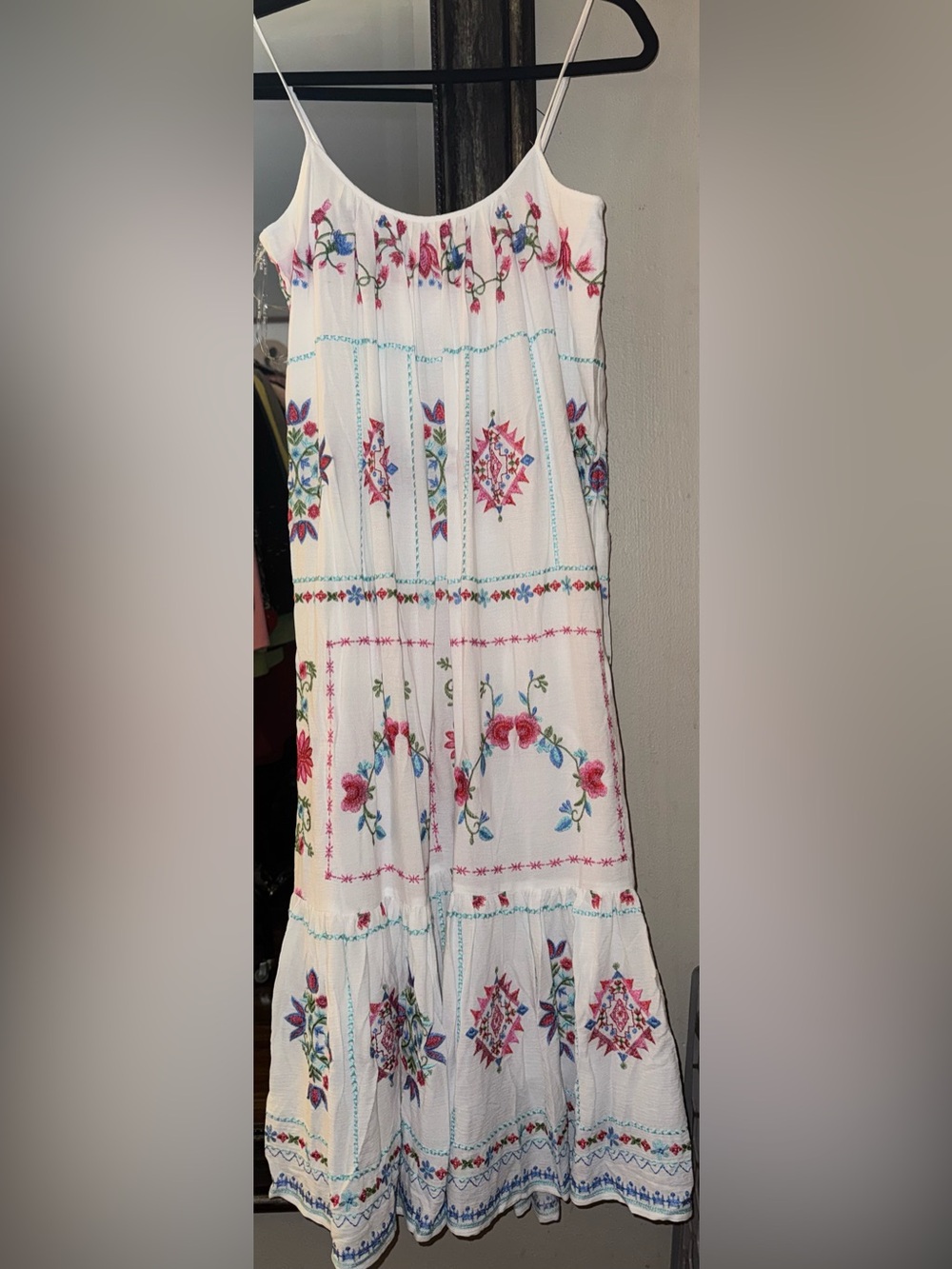 Hale Bob White Maxi Dress with Pink & Blue Embroidery - Picture 4 of 13